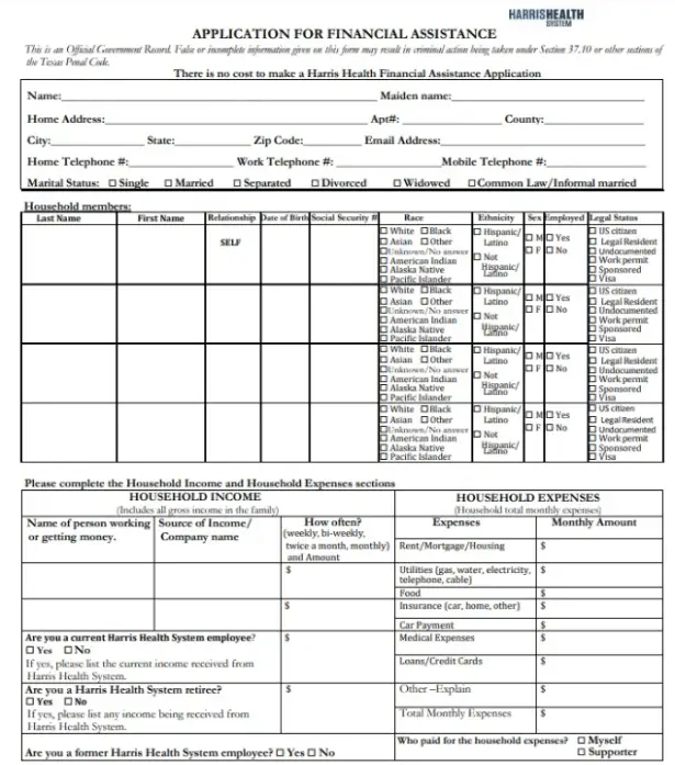 harris health gold card application