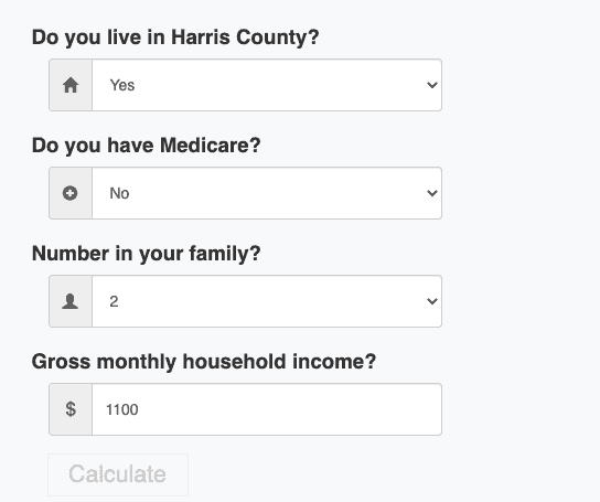 harris health eligibility calculator