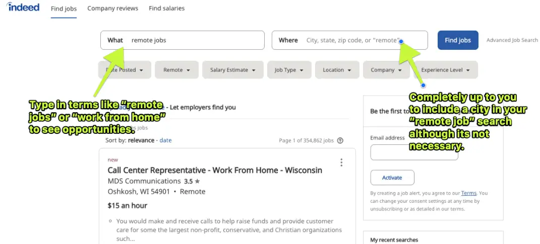 find remote jobs indeed.com