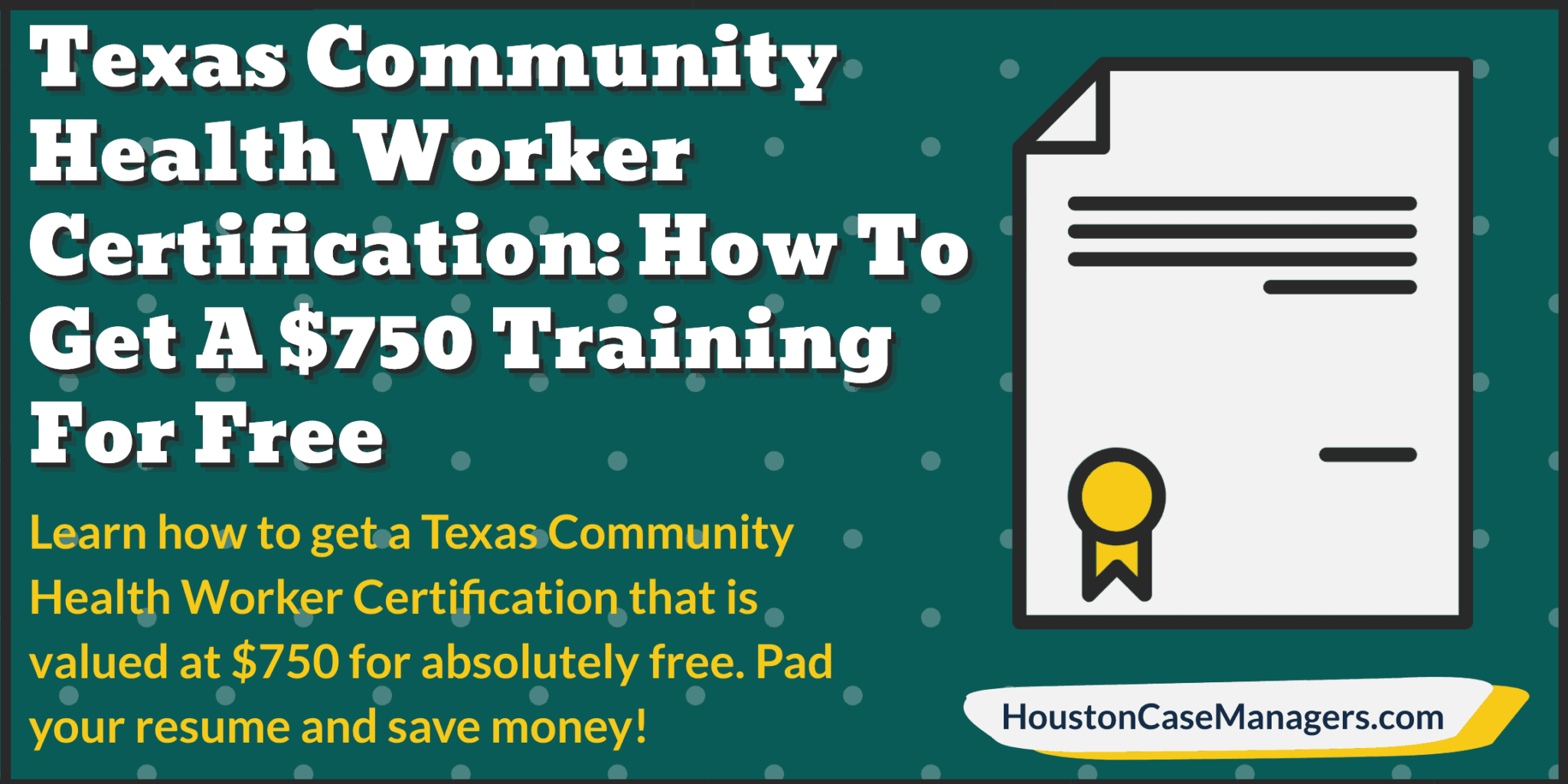 Texas Community Health Worker Certification: $750 Training For Free