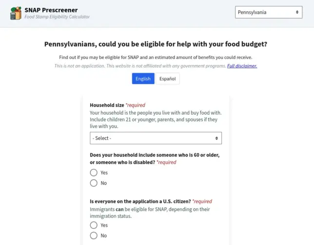 Pennsylvania Food Stamp Calculator Do You Qualify For SNAP Benefits?