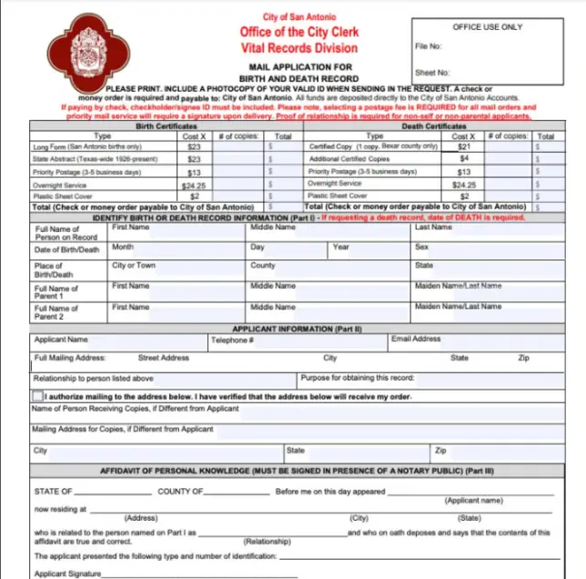 San Antonio birth certificate download