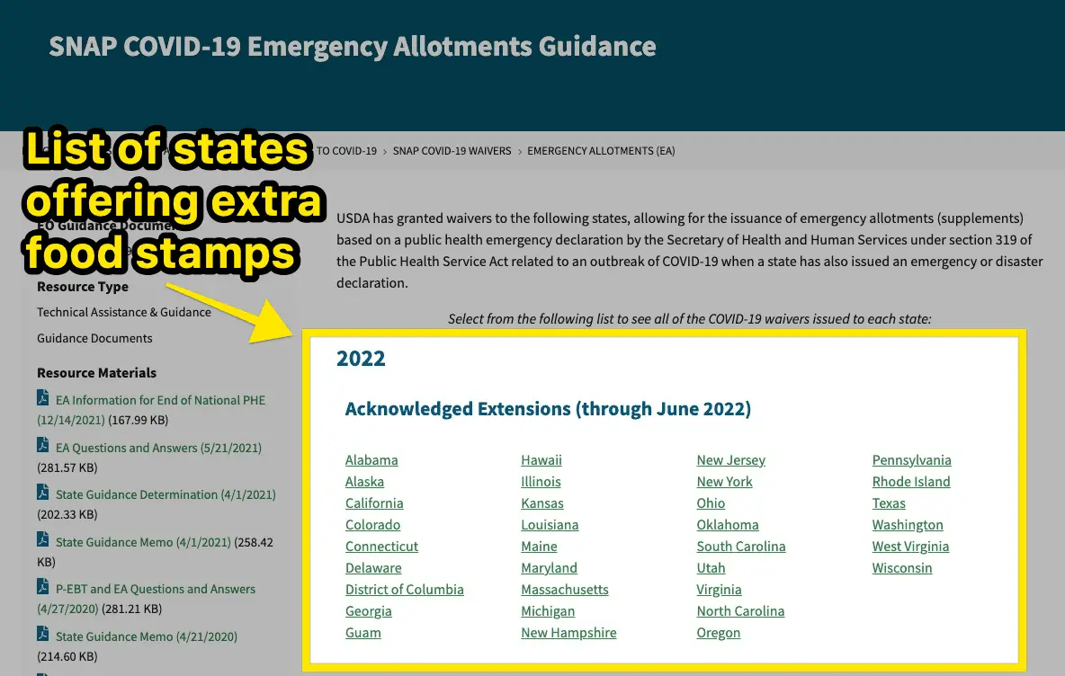 19 States Offering Extra Food Stamps in July 2022 (Emergency Allotment)