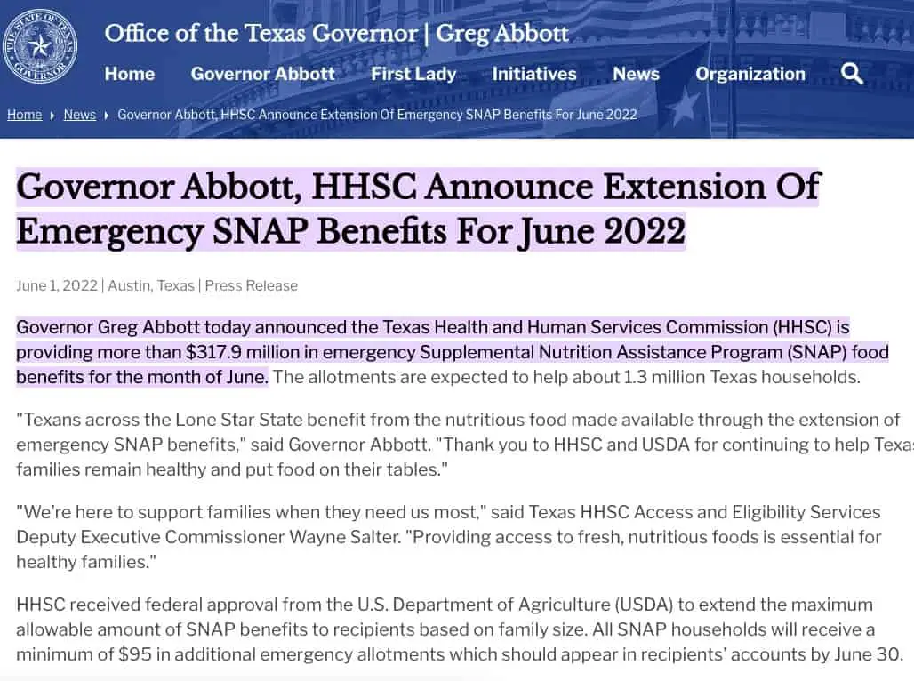 Texas Food Stamp Updates And EBT Deposit Schedule (June 2022)