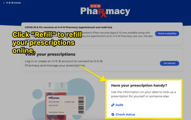 heb pharmacy refill online