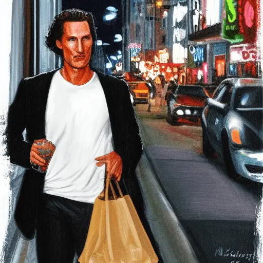 Matthew McConaughey walking in Austin Texas.