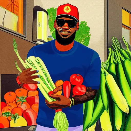 Lebron James carrying groceries