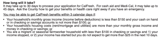 emergency food stamps California 