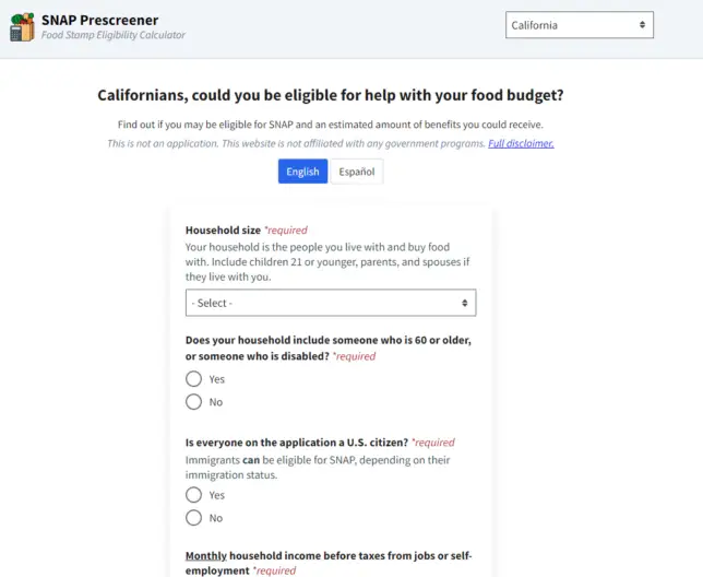 California Food Stamp Calculator (1)