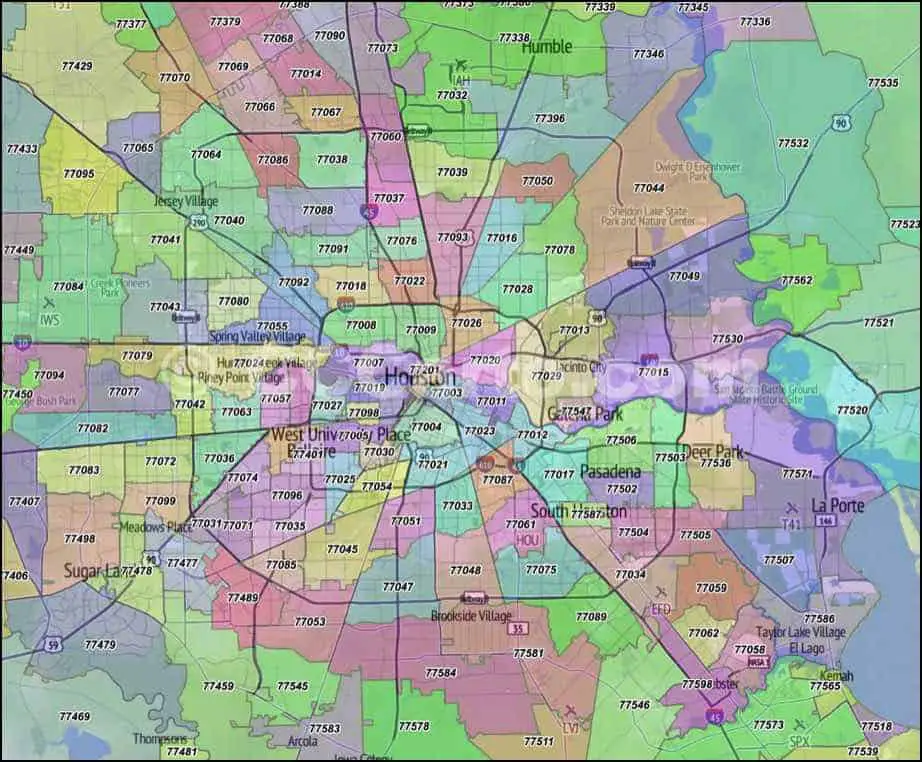Houston Zip code map
